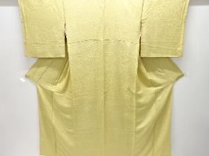 家屋に草花模様織り出し一つ紋色無地着物